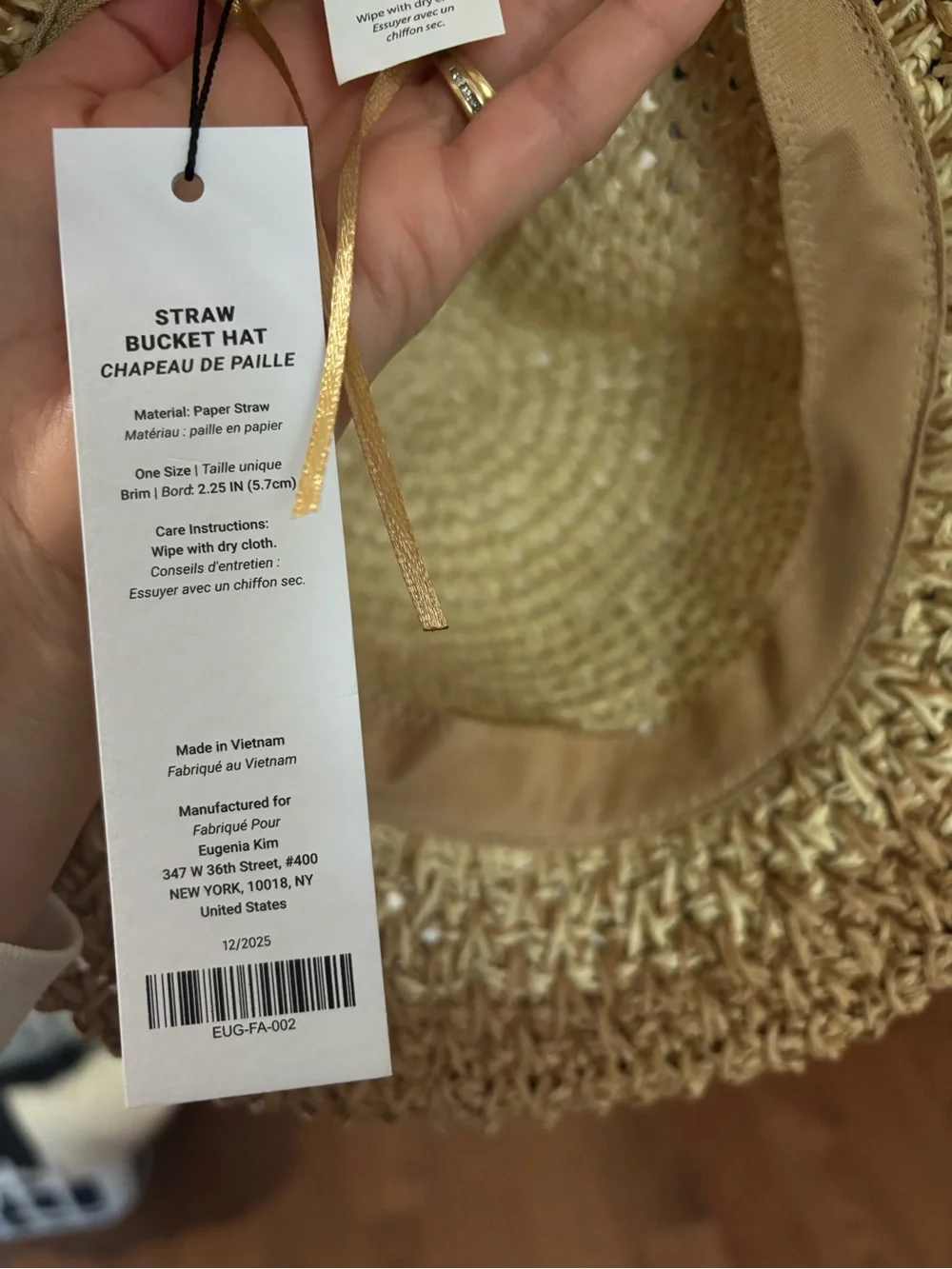 Eugenia Kim Natural Beige Woven Bucket Hat